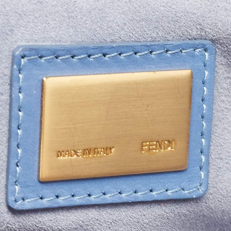Pre Owned Fendi Blue Leather Large Peekaboo Top Handle Bag