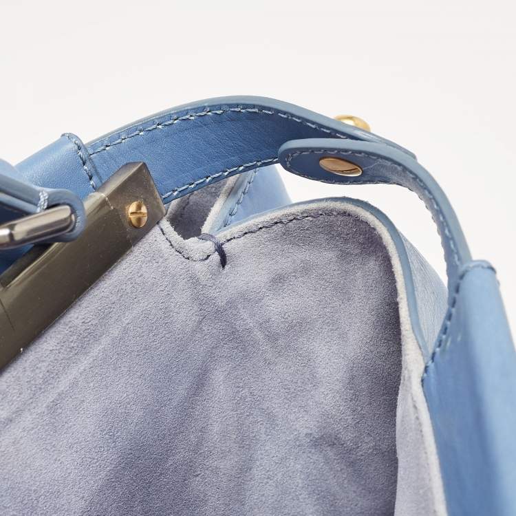 Pre Owned Fendi Blue Leather Large Peekaboo Top Handle Bag