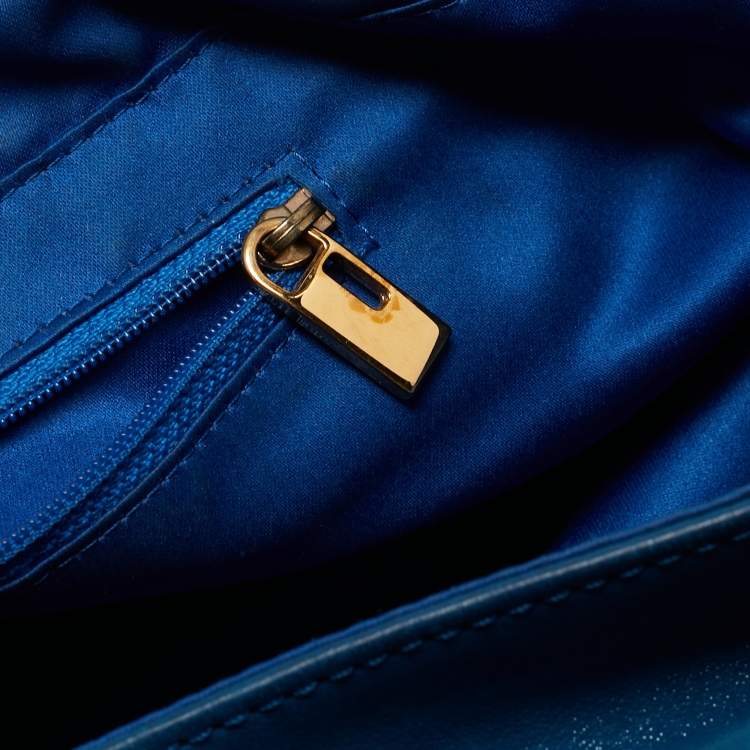 Pre Owned Fendi Blue Iridescent Leather Large Mama Forever Flap Shoulder Bag
