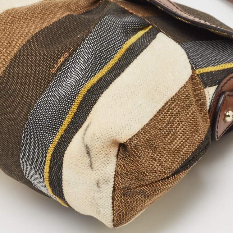 مملوكة مسبقًا Fendi Multicolor Striped Fabric and Leather Limited Edition Chef Flap Bag