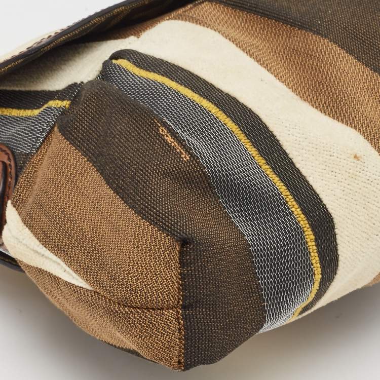 مملوكة مسبقًا Fendi Multicolor Striped Fabric and Leather Limited Edition Chef Flap Bag