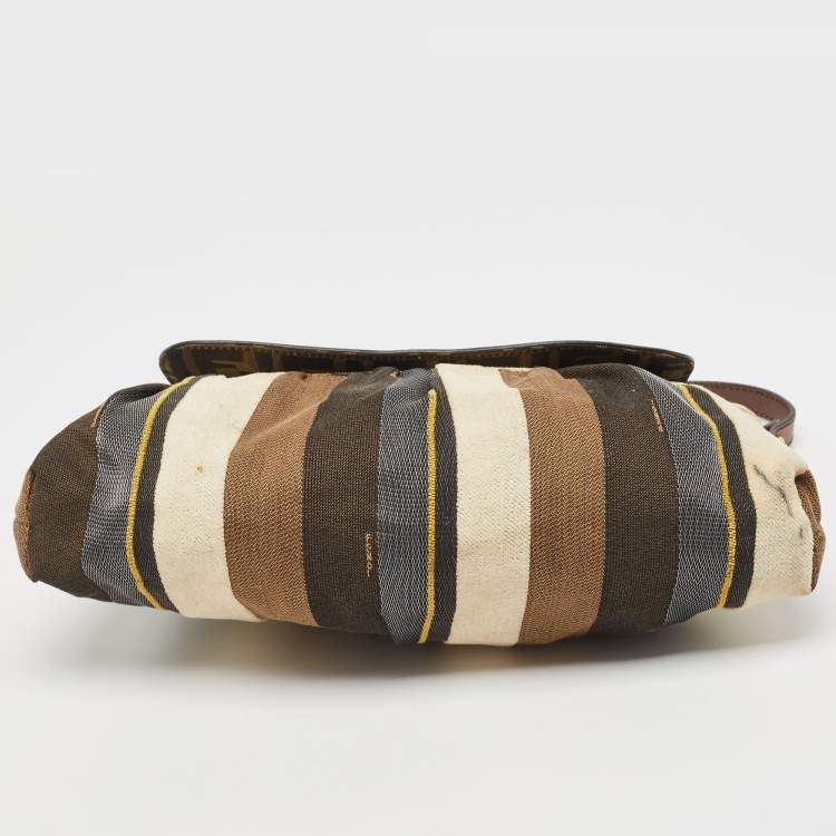 مملوكة مسبقًا Fendi Multicolor Striped Fabric and Leather Limited Edition Chef Flap Bag