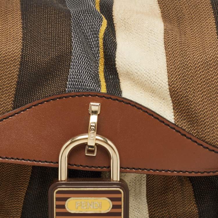 مملوكة مسبقًا Fendi Multicolor Striped Fabric and Leather Limited Edition Chef Flap Bag