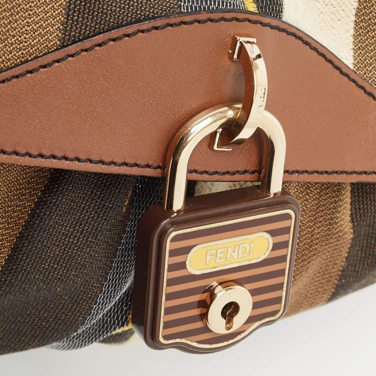 مملوكة مسبقًا Fendi Multicolor Striped Fabric and Leather Limited Edition Chef Flap Bag