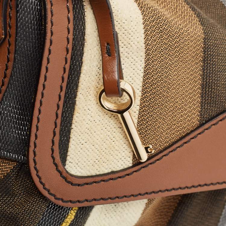 مملوكة مسبقًا Fendi Multicolor Striped Fabric and Leather Limited Edition Chef Flap Bag