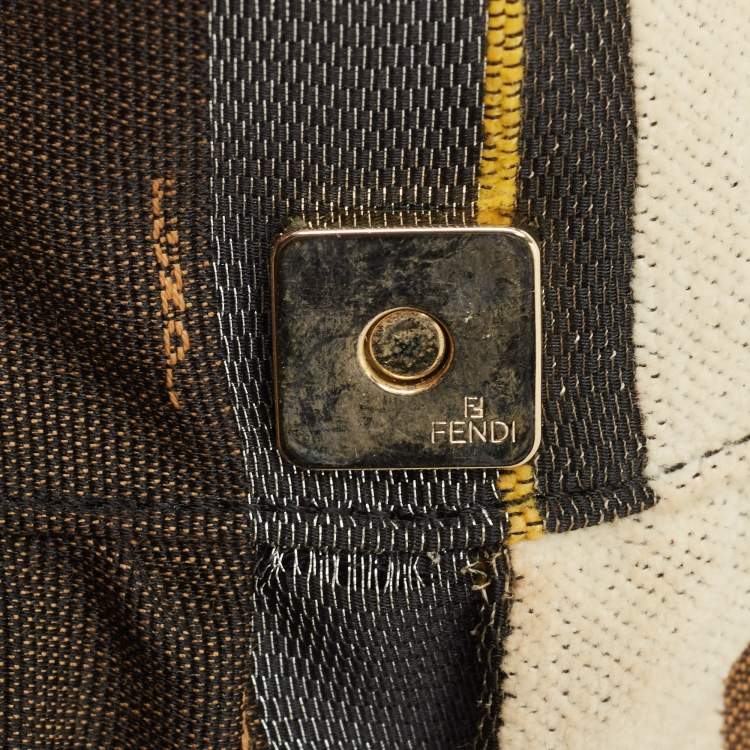 مملوكة مسبقًا Fendi Multicolor Striped Fabric and Leather Limited Edition Chef Flap Bag