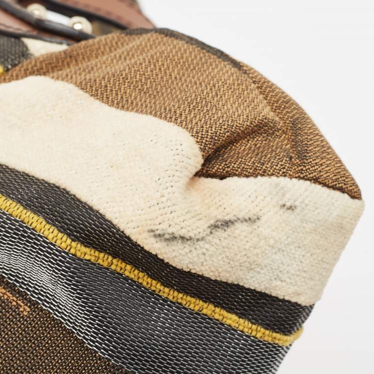 مملوكة مسبقًا Fendi Multicolor Striped Fabric and Leather Limited Edition Chef Flap Bag