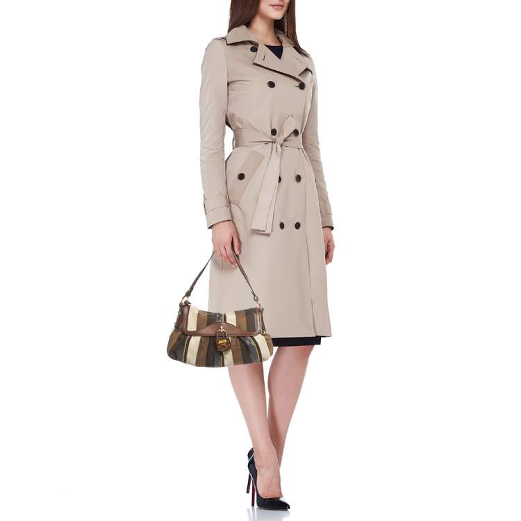 مملوكة مسبقًا Fendi Multicolor Striped Fabric and Leather Limited Edition Chef Flap Bag