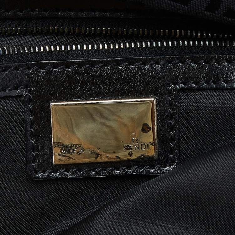 Pre Owned Fendi Black Zucchino Canvas and Leather Mama Baguette Bag
