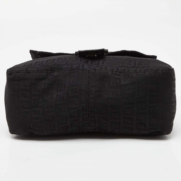 Pre Owned Fendi Black Zucchino Canvas and Leather Mama Baguette Bag
