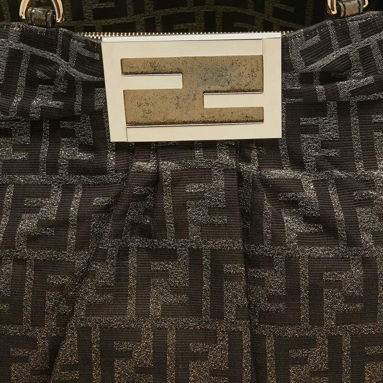 Pre Owned Fendi Tobacco/Gold Ombre Zucca Canvas Large Mia Tote
