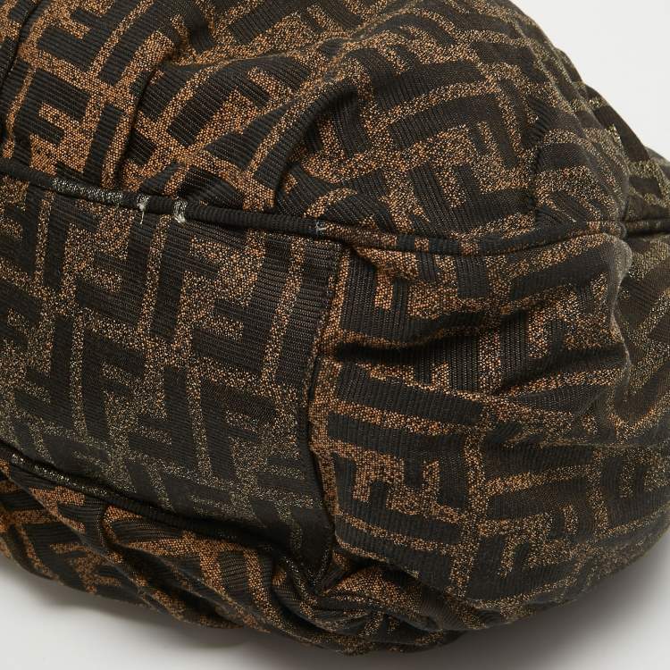 Pre Owned Fendi Tobacco/Gold Ombre Zucca Canvas Large Mia Tote