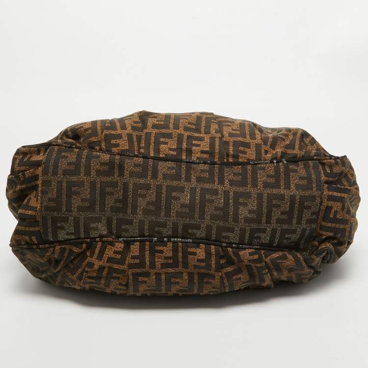 Pre Owned Fendi Tobacco/Gold Ombre Zucca Canvas Large Mia Tote