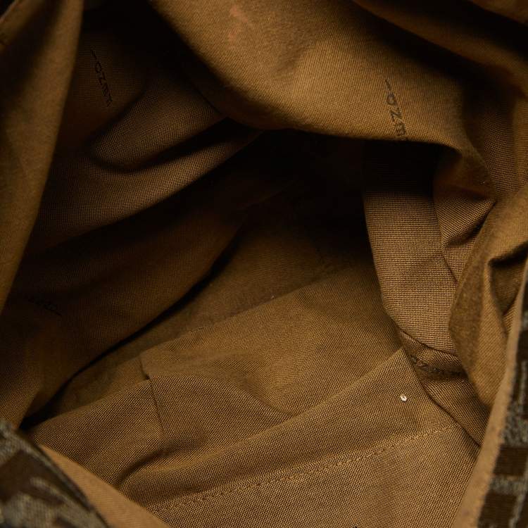 Pre Owned Fendi Tobacco/Gold Ombre Zucca Canvas Large Mia Tote