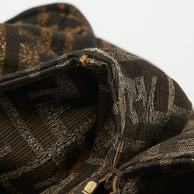 Pre Owned Fendi Tobacco/Gold Ombre Zucca Canvas Large Mia Tote