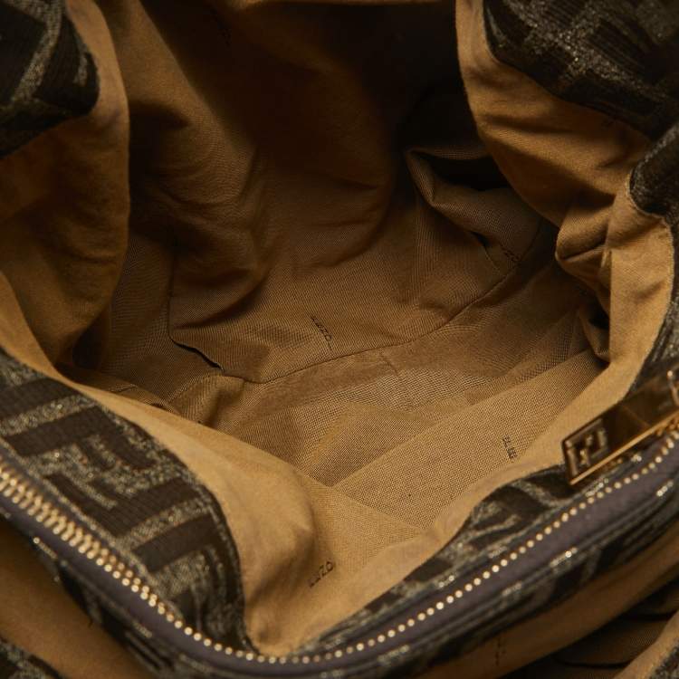 Pre Owned Fendi Tobacco/Gold Ombre Zucca Canvas Large Mia Tote