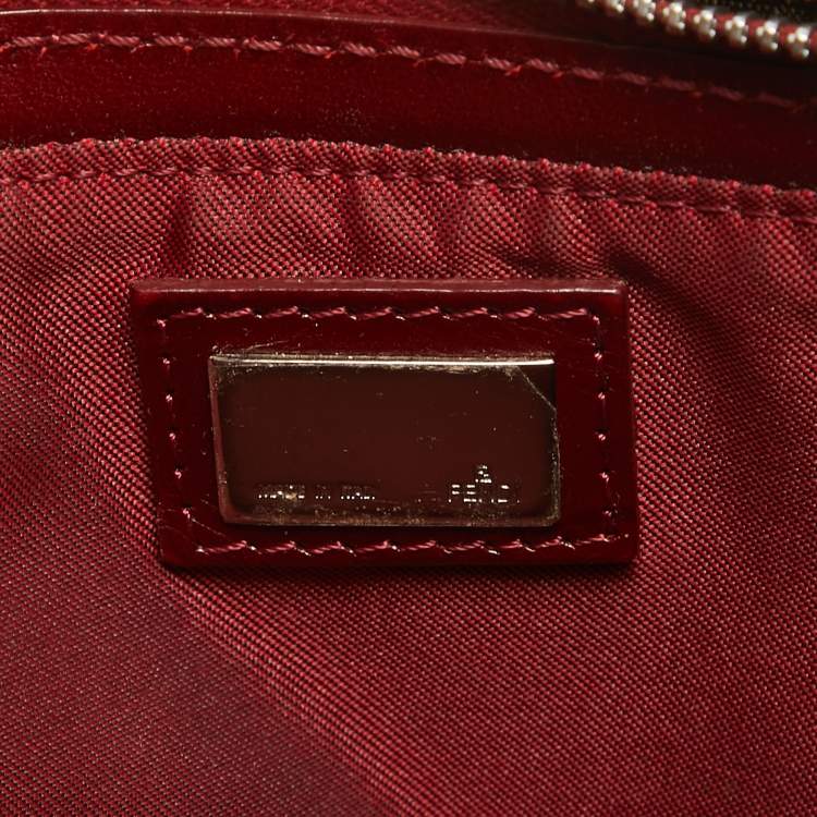 Pre Owned Fendi Tobacco/Red Zucca Canvas and Leather Baguette Bag