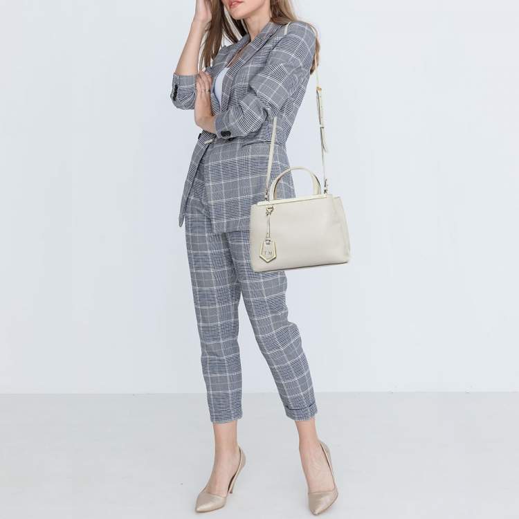 Pre Owned Fendi Grey Leather Small 2Jours Tote