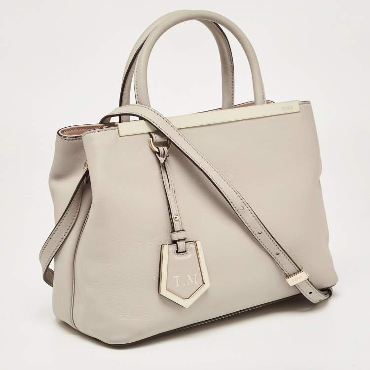 Pre Owned Fendi Grey Leather Small 2Jours Tote
