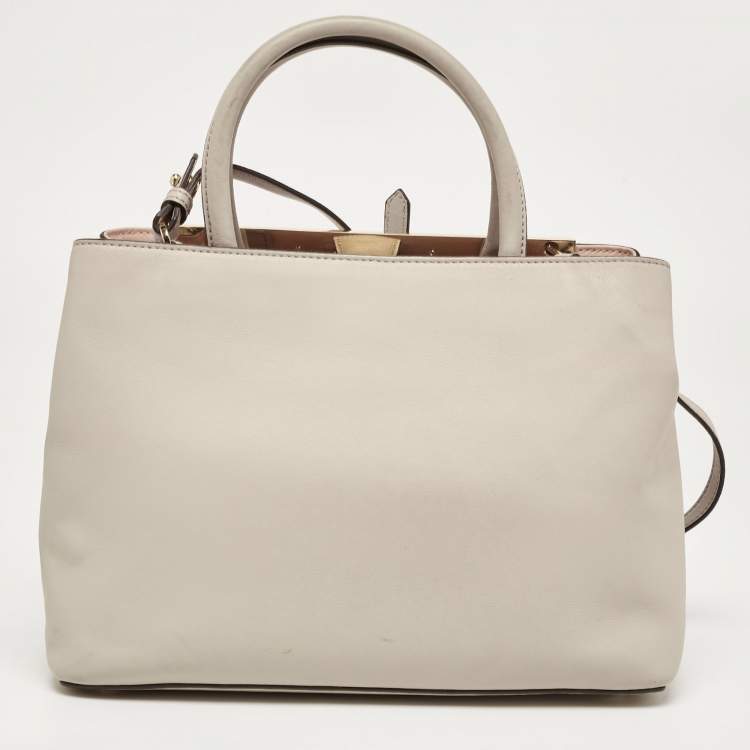 Pre Owned Fendi Grey Leather Small 2Jours Tote