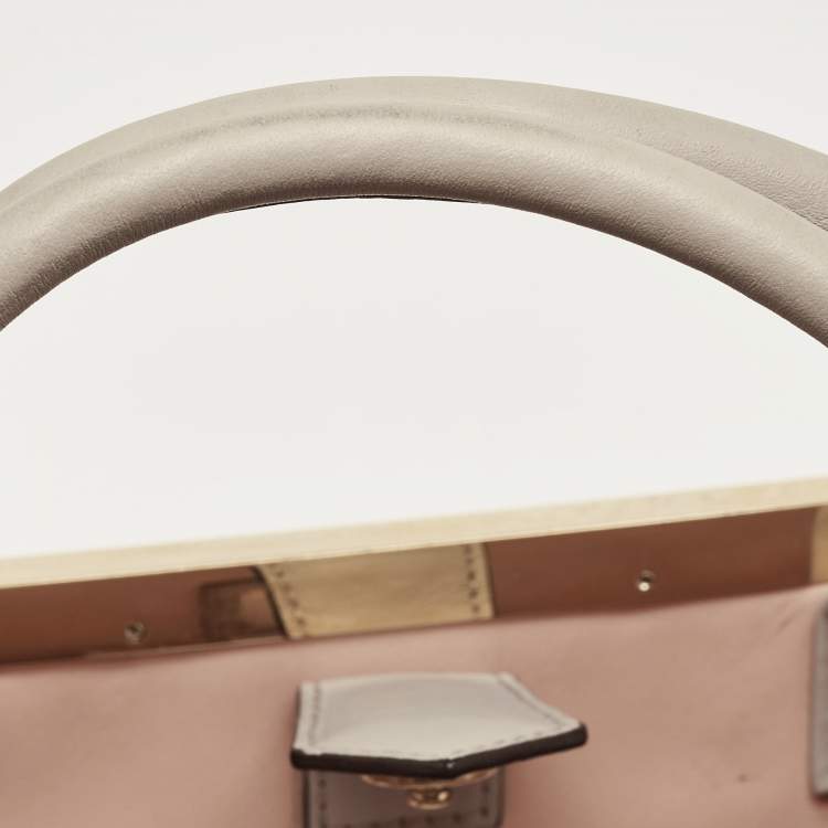 Pre Owned Fendi Grey Leather Small 2Jours Tote