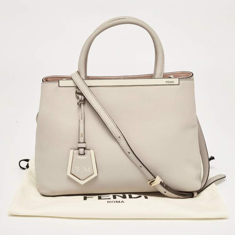 Pre Owned Fendi Grey Leather Small 2Jours Tote