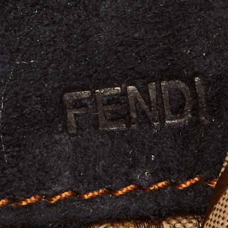 Pre Owned Fendi Black/Tan Leather FF Flap Wallet On Chain