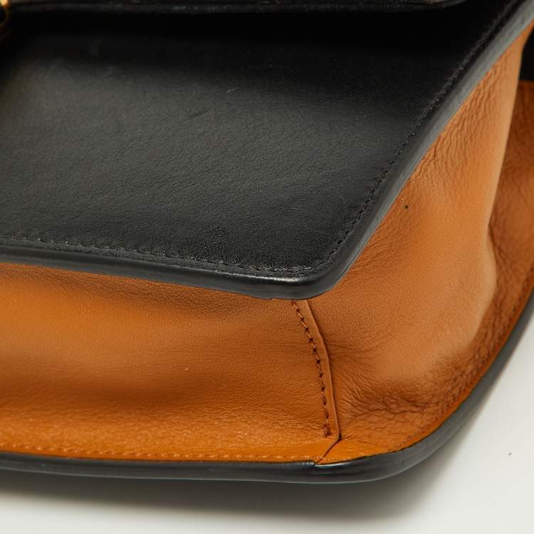 Pre Owned Fendi Black/Tan Leather FF Flap Wallet On Chain