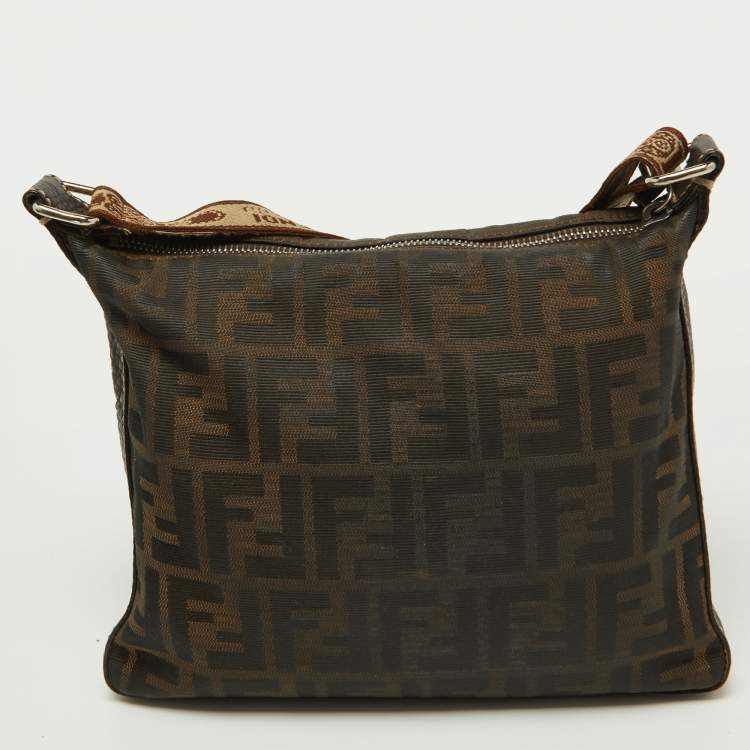 Pre Owned Fendi Tobacco Zucca Canvas and Leather Selleria Messenger Bag