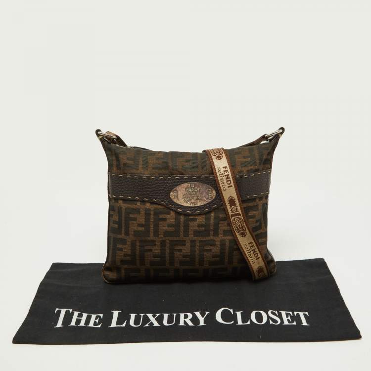 Pre Owned Fendi Tobacco Zucca Canvas and Leather Selleria Messenger Bag