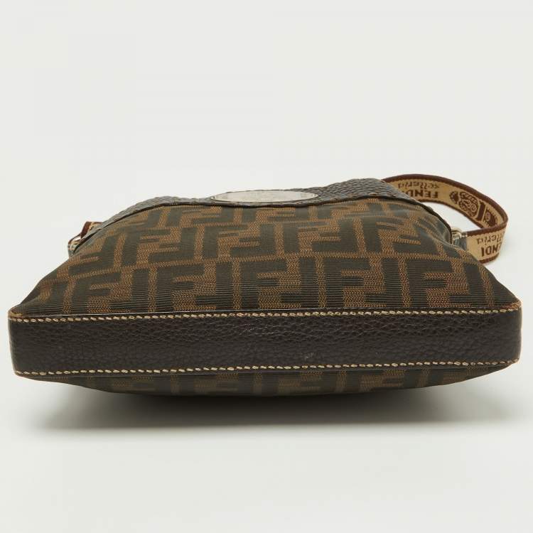 Pre Owned Fendi Tobacco Zucca Canvas and Leather Selleria Messenger Bag