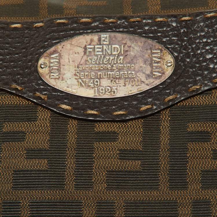 Pre Owned Fendi Tobacco Zucca Canvas and Leather Selleria Messenger Bag