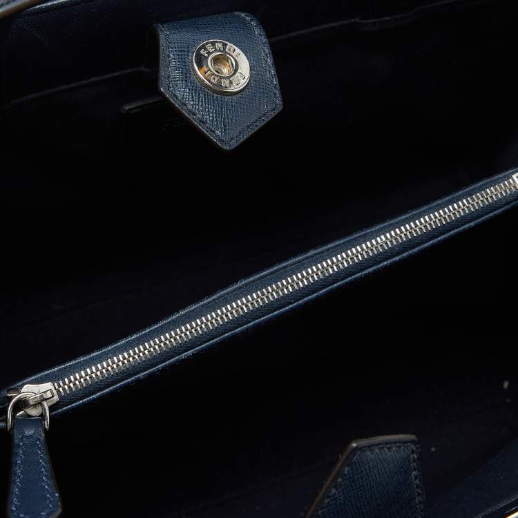 Pre Owned Fendi Navy Blue/Red Leather Petite Sac 2jours Tote