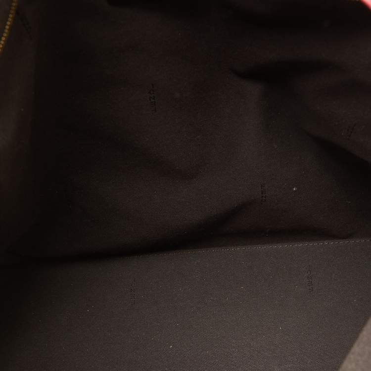 Pre Owned Fendi Tobacco/Red Pequin Stripe Canvas and Leather Hobo