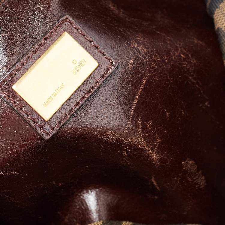 Pre Owned Fendi Blue/Brown Denim and Leather Large Peekaboo Top Handle Bag