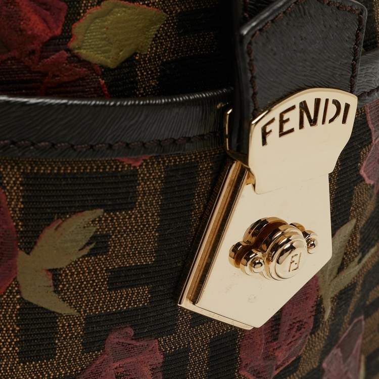Pre Owned Fendi Tobacco Rose Zucca Canvas and Leather Medium Chef Boston Bag