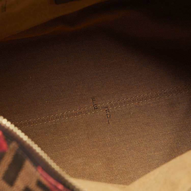 Pre Owned Fendi Tobacco Rose Zucca Canvas and Leather Medium Chef Boston Bag
