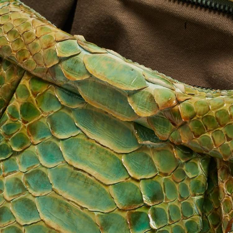 Pre Owned Fendi Green/Beige Python B Shoulder Bag