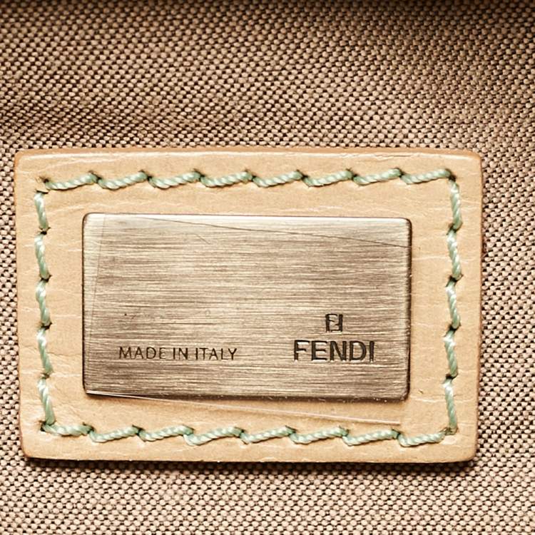 Pre Owned Fendi Green/Beige Python B Shoulder Bag