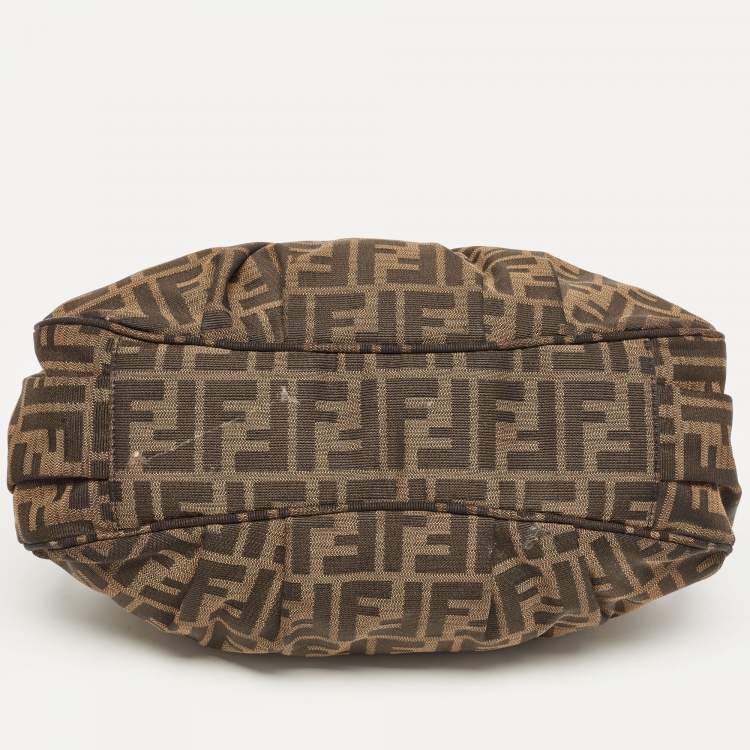 Pre Owned Fendi Tobacco Zucca Canvas Small Mia Shoulder Bag