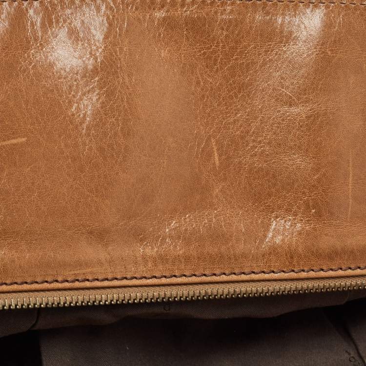 Pre Owned Fendi Brown Pleated Leather Hobo