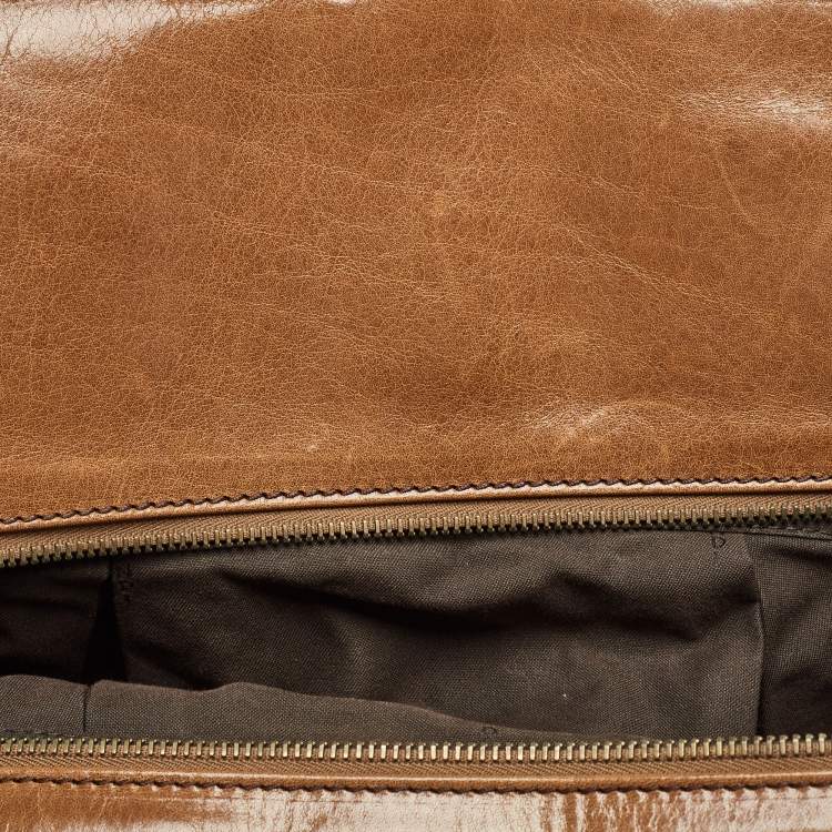 Pre Owned Fendi Brown Pleated Leather Hobo