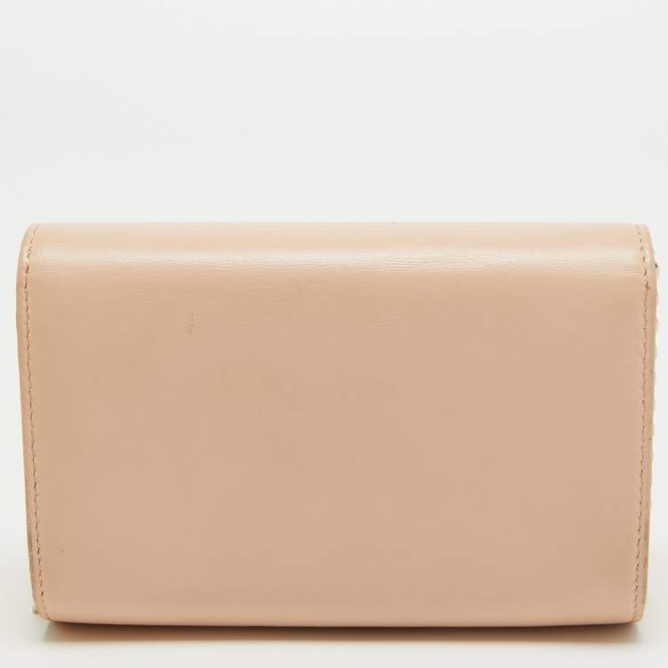 Pre Owned Fendi Dusty Pink/Yellow Leather Rush Chain Clutch