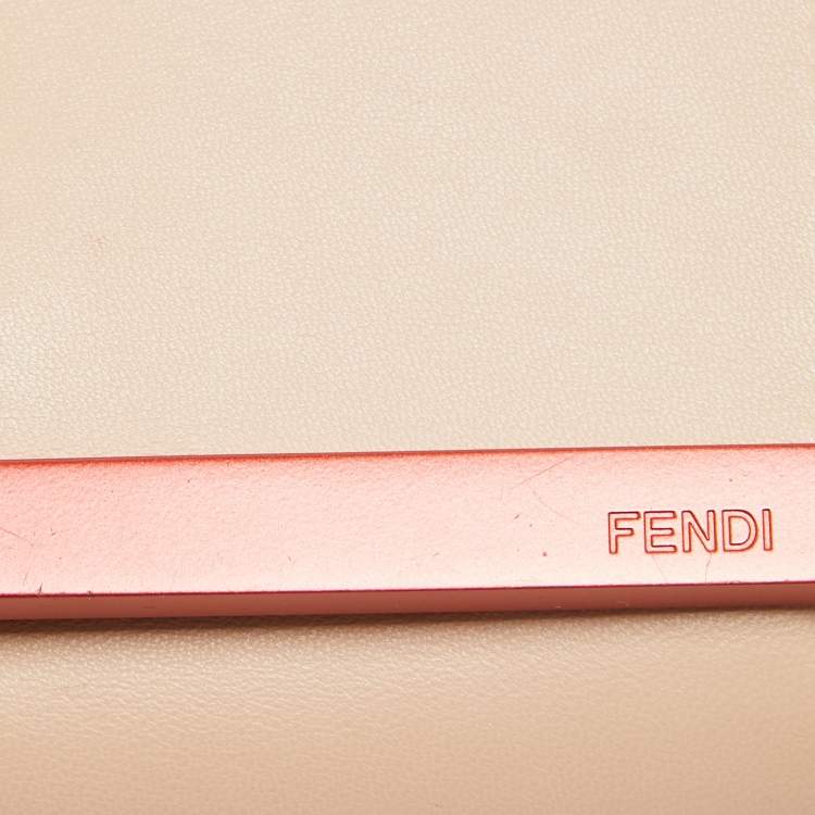 Pre Owned Fendi Dusty Pink/Yellow Leather Rush Chain Clutch