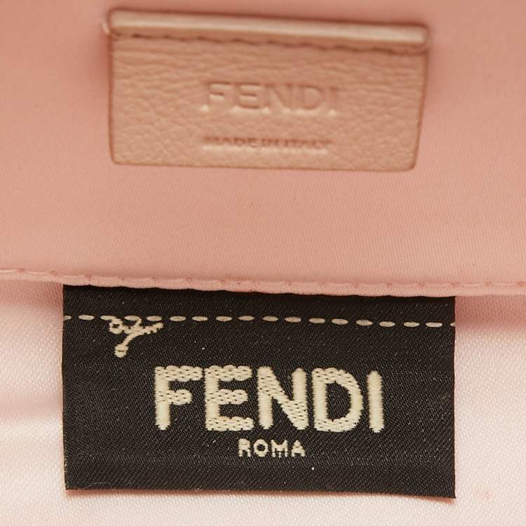 Pre Owned Fendi Dusty Pink/Yellow Leather Rush Chain Clutch