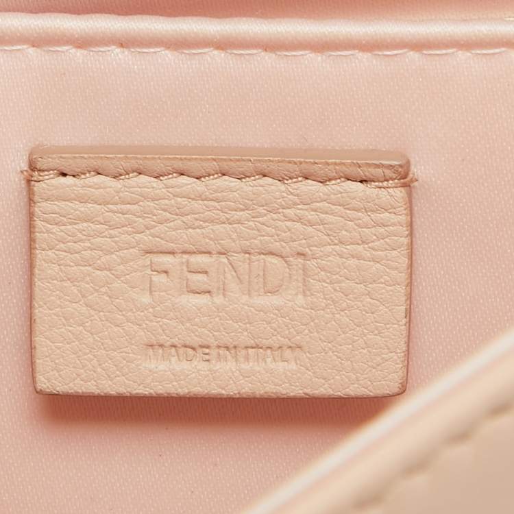 Pre Owned Fendi Dusty Pink/Yellow Leather Rush Chain Clutch