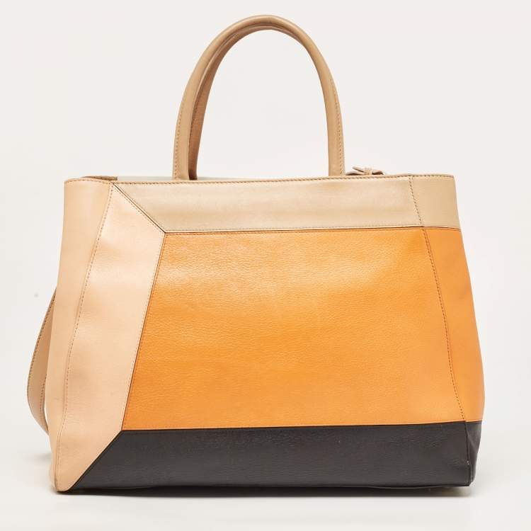 Pre Owned Fendi Multicolor Leather Medium Colorblock 2Jours Tote