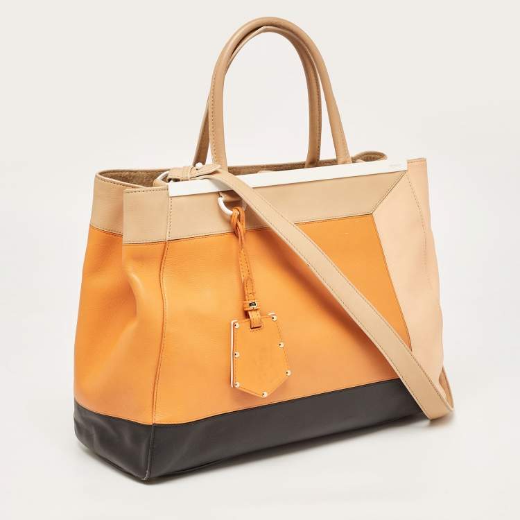 Pre Owned Fendi Multicolor Leather Medium Colorblock 2Jours Tote