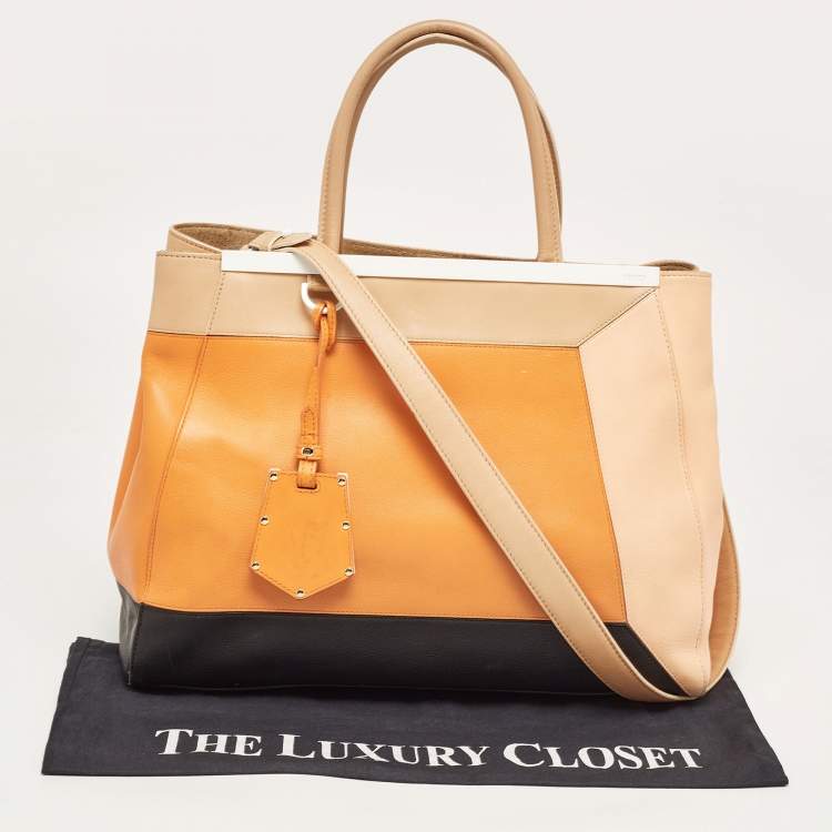 Pre Owned Fendi Multicolor Leather Medium Colorblock 2Jours Tote