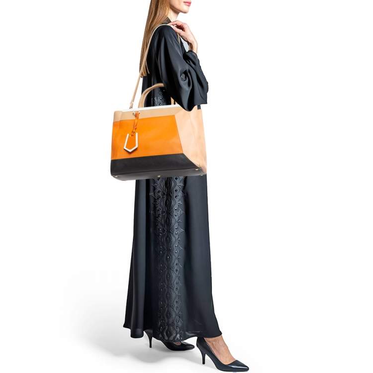 Pre Owned Fendi Multicolor Leather Medium Colorblock 2Jours Tote